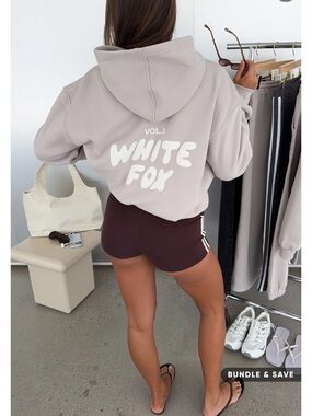 Beige white fox sweatpants and sweatshirt